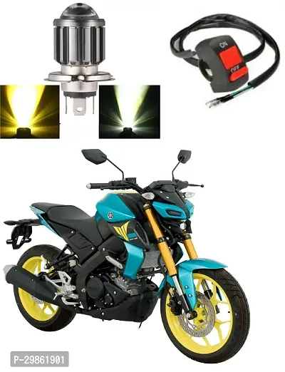 H4 Headlight Bulb with Lens 16W Dual Color H4 Led Lamp Compatible with Bike and Car White  Yellow with switch Pack of 1