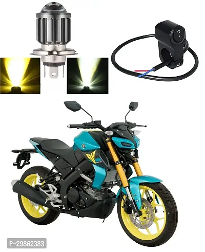 H4 Headlight Bulb with Lens 16W Dual Color H4 Led Lamp Compatible with Bike and Car White  Yellow with 3way switch Pack of 1