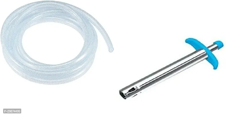 Transparent Gas Hose Pipe 1 Miter with Stainless Steel Adjustable Gas Clamp - ISI Certified-thumb0