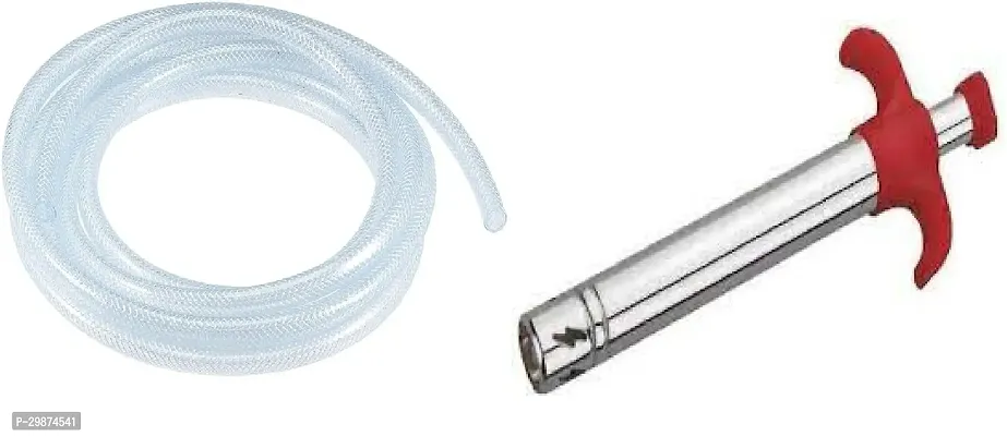 Transparent Gas Hose Pipe 1 Miter with Stainless Steel Adjustable Gas Clamp - ISI Certified