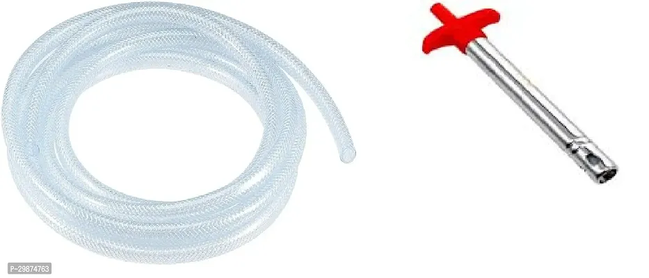 Transparent Gas Hose Pipe 1 Miter with Stainless Steel Adjustable Gas Clamp - ISI Certified