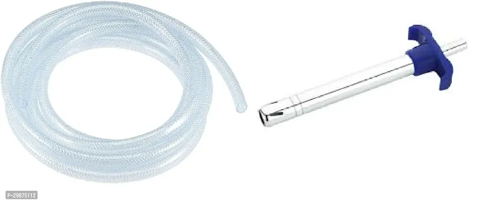 Transparent Gas Hose Pipe 1 Miter with Stainless Steel Adjustable Gas Clamp - ISI Certified-thumb0