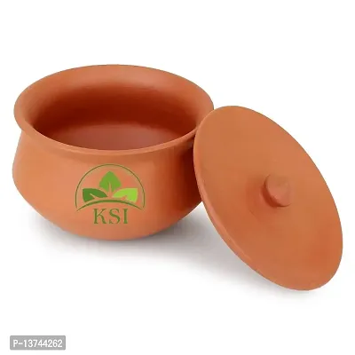KSI Earthenware Desi Indian Clay Curd Pot Dahi Handi Self Cooling Terracotta Clay Curd Pot Earthenware Pot for Storage (700 ML)-thumb0