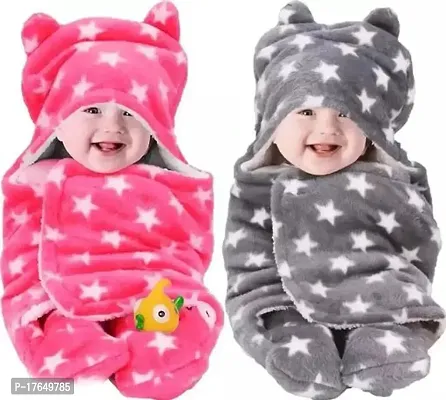 Baby blankets New born Hooded Wearable Wrapper(pack of 2pc)-thumb0