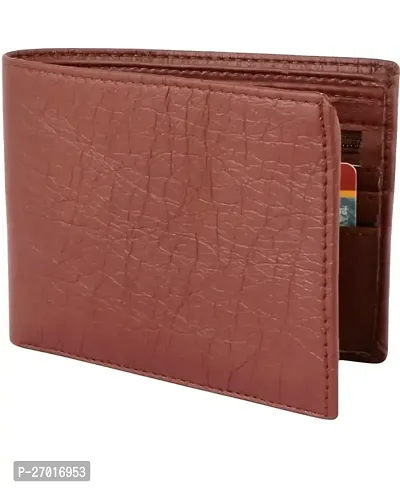 Designer Brown Artificial Leather Two Fold Wallet For Men