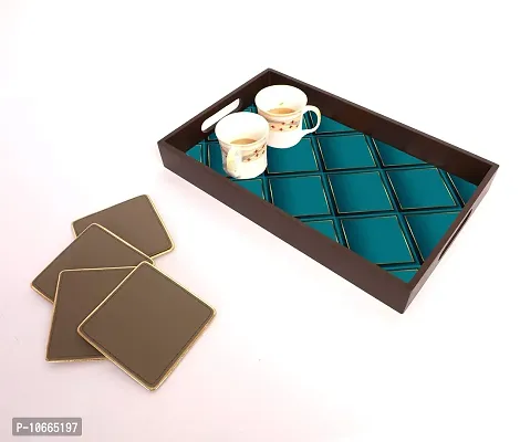 BP Design Solution Blue Design MDF Vinyl Printing Serving Tray for Kitchen serveware Coffee Tray Table Tray Size 15x9.5x1.85 inch-thumb2