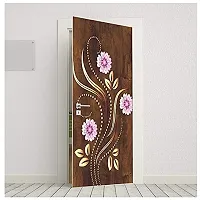 BP Design Solution Vinyl Pink Flower Door Sticker Wallpaper for Door, Almirah, Table, Ac, Fridge Size 30x78 inch-thumb1