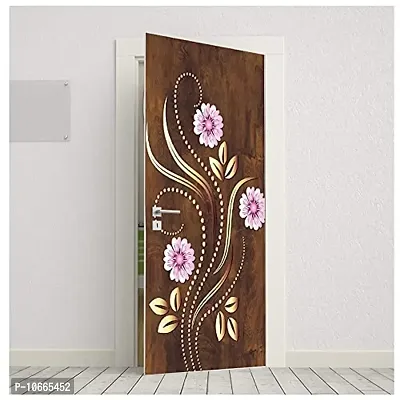 BP Design Solution Vinyl Pink Flower Door Sticker Wallpaper for Door, Almirah, Table, Ac, Fridge Size 30x78 inch-thumb2