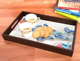 BP Design Solution Leaf Design MDF Vinyl Printing Serving Tray for Kitchen serveware Coffee Tray Table Tray Size 15x9.5x1.85 inch-thumb2