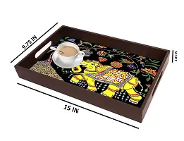 BP Design Solution Elephant Painting Design MDF Vinyl Printing Serving Tray for Kitchen serveware Coffee Tray Table Tray Size 15x9.5x1.85 inch-thumb3