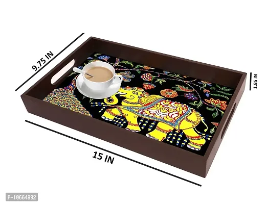 BP Design Solution Elephant Painting Design MDF Vinyl Printing Serving Tray for Kitchen serveware Coffee Tray Table Tray Size 15x9.5x1.85 inch-thumb4