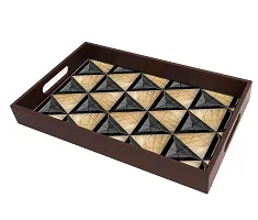 BP Design Solution Cream Brown Design MDF Vinyl Printing Serving Tray for Kitchen serveware Coffee Tray Table Tray Size 15x9.5x1.85 inch-thumb2