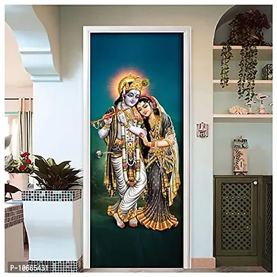 BP Design Solution Vinyl Radha Krishna Door Sticker Wallpaper for Door, Almirah, Table, Ac, Fridge Size 30x78 inch