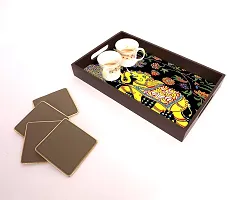 BP Design Solution Elephant Painting Design MDF Vinyl Printing Serving Tray for Kitchen serveware Coffee Tray Table Tray Size 15x9.5x1.85 inch-thumb4