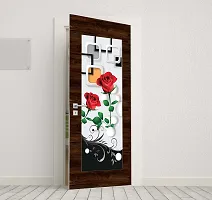 BP Design Solution 5Rose Vinyl Door Sticker Wallpaper for Door, Almirah, Table, Ac, Fridge-thumb2