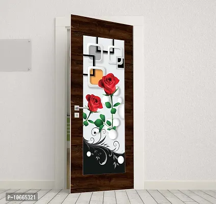 BP Design Solution 5Rose Vinyl Door Sticker Wallpaper for Door, Almirah, Table, Ac, Fridge-thumb3