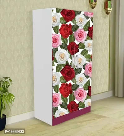 BP Design Solution Red Yellow Rose Almirah Sticker Wallpaper Self Adhesive Vinyl, Water Proof (30x70)-thumb4