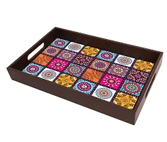 BP Design Solution Mandala MDF Vinyl Printing Serving Tray for Kitchen serveware Coffee Tray Table Tray Size 15x9.5x1.85 inch-thumb3