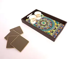 BP Design Solution Madhu Bani Design MDF Vinyl Printing Serving Tray for Kitchen serveware Coffee Tray Table Tray Size 15x9.5x1.85 inch-thumb4