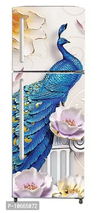 BP Design Solution Peacock Bird Design Fridge Sticker Wallpaper for Fridge/ almirah /Table (Self Adhesive Vinyl, Water Proof (63x24 inch ) Double Door / Single Door