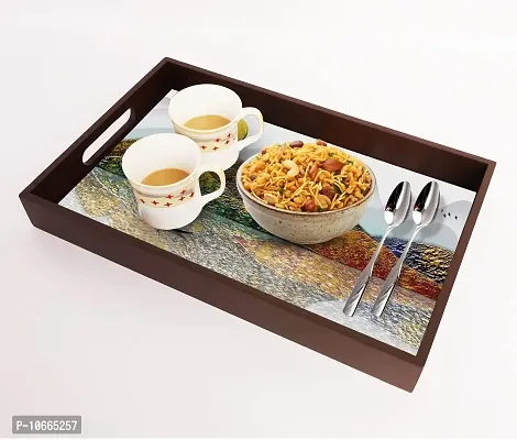 BP Design Solution Alinia Design MDF Vinyl Printing Serving Tray for Kitchen serveware Coffee Tray Table Tray Size 15x9.5x1.85 inch