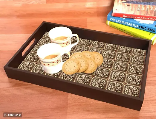 BP Design Solution Rivaya Design MDF Vinyl Printing Serving Tray for Kitchen serveware Coffee Tray Table Tray Size 15x9.5x1.85 inch-thumb2