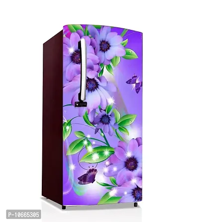 BP Design Solution Purple Sunflower Design Fridge Sticker/ almirah /Table (Self Adhesive Vinyl, Water Proof (24x49 inch ) Single Door