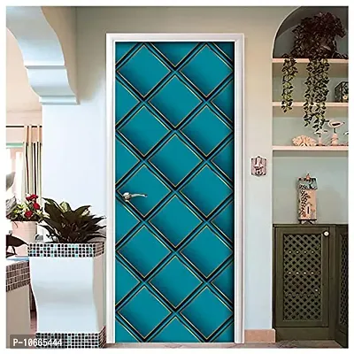 BP Design Solution Vinyl Blue Box Door Sticker Wallpaper for Door, Almirah, Table, Ac, Fridge Size 30x78 inch