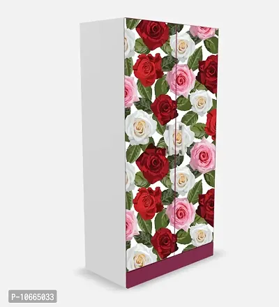 BP Design Solution Red Yellow Rose Almirah Sticker Wallpaper Self Adhesive Vinyl, Water Proof (30x70)-thumb2