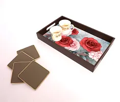 BP Design Solution Rose MDF Vinyl Printing Serving Tray for Kitchen serveware Coffee Tray Table Tray Size 15x9.5x1.85 inch-thumb2