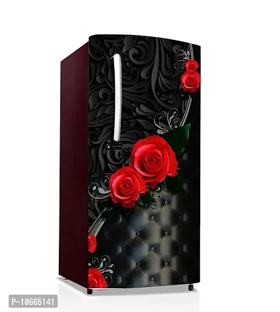 BP Design Solution Black Rose Sofa Design Fridge Sticker/ almirah /Table (Self Adhesive Vinyl, Water Proof (24x49 inch ) Single Door