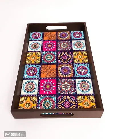 BP Design Solution Mandala MDF Vinyl Printing Serving Tray for Kitchen serveware Coffee Tray Table Tray Size 15x9.5x1.85 inch-thumb5