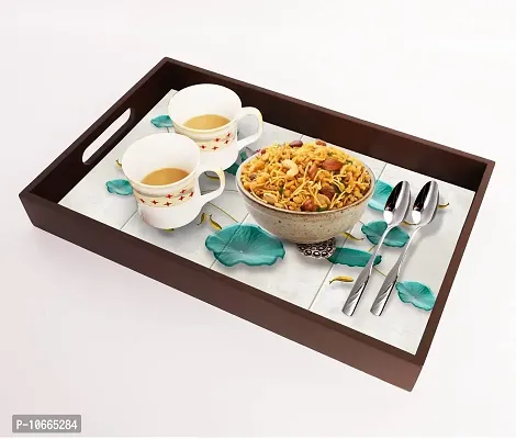 BP Design Solution Globaly Design MDF Vinyl Printing Serving Tray for Kitchen serveware Coffee Tray Table Tray Size 15x9.5x1.85 inch