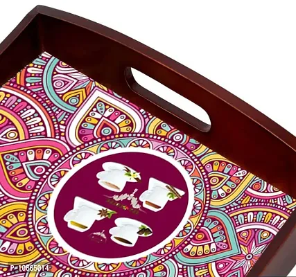 BP Design Solution Mandala Curve Tray Vinyl Printing use for Table Tray Coffee Tray Office Size 15x10x2 inch (Cup Design)-thumb5