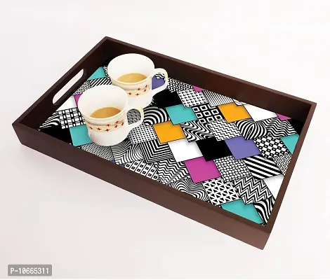 BP Design Solution Zupitar Design MDF Vinyl Printing Serving Tray for Kitchen serveware Coffee Tray Table Tray Size 15x9.5x1.85 inch