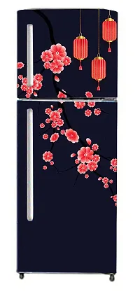 BP Design Solution Flower Background Design Fridge Wallpaper for Fridge/ almirah /Table (Self Adhesive Vinyl, Water Proof (63x24 inch ) Double Door / Single Door (Flower Blue Background)-thumb3