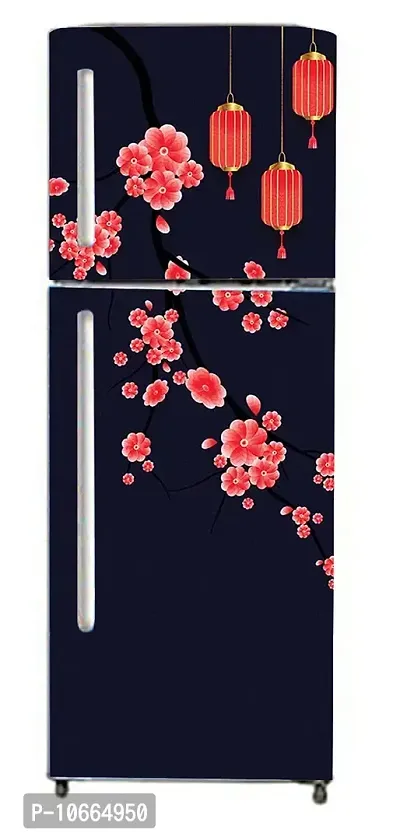 BP Design Solution Flower Background Design Fridge Wallpaper for Fridge/ almirah /Table (Self Adhesive Vinyl, Water Proof (63x24 inch ) Double Door / Single Door (Flower Blue Background)-thumb4