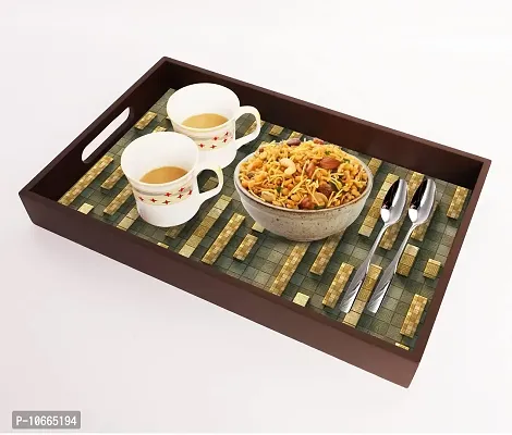 BP Design Solution Athena Design MDF Vinyl Printing Serving Tray for Kitchen serveware Coffee Tray Table Tray Size 15x9.5x1.85 inch-thumb0