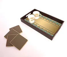 BP Design Solution Flower Border Design MDF Vinyl Printing Serving Tray for Kitchen serveware Coffee Tray Table Tray Size 15x9.5x1.85 inch-thumb2