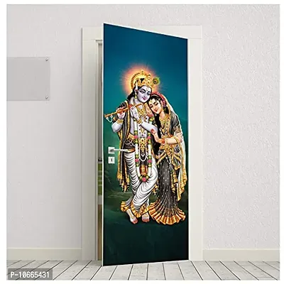 BP Design Solution Vinyl Radha Krishna Door Sticker Wallpaper for Door, Almirah, Table, Ac, Fridge Size 30x78 inch-thumb3