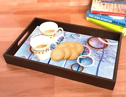 BP Design Solution Lubina Design MDF Vinyl Printing Serving Tray for Kitchen serveware Coffee Tray Table Tray Size 15x9.5x1.85 inch-thumb1