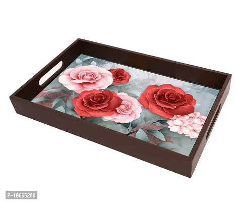 BP Design Solution Rose MDF Vinyl Printing Serving Tray for Kitchen serveware Coffee Tray Table Tray Size 15x9.5x1.85 inch-thumb4