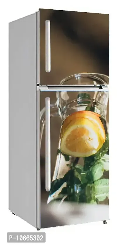 BP Design Solution Lemon Glass Background Design Fridge Wallpaper for Fridge/ almirah /Table (Self Adhesive Vinyl, Water Proof (63x24 inch ) Double Door / Single Door