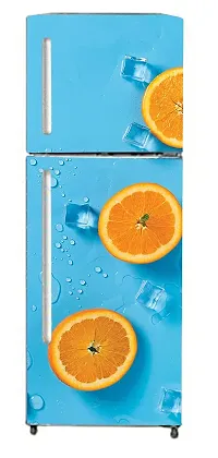 BP Design Solution Lemon Background Design Fridge Wallpaper for Fridge/ almirah /Table (Self Adhesive Vinyl, Water Proof (24x63 inch ) Double Door / Single Door-thumb1