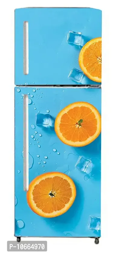 BP Design Solution Lemon Background Design Fridge Wallpaper for Fridge/ almirah /Table (Self Adhesive Vinyl, Water Proof (24x63 inch ) Double Door / Single Door-thumb2