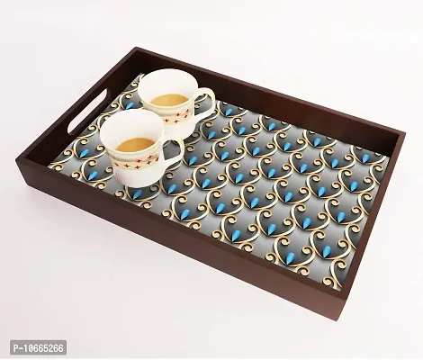 BP Design Solution Luminous Design MDF Vinyl Printing Serving Tray for Kitchen serveware Coffee Tray Table Tray Size 15x9.5x1.85 inch