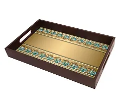 BP Design Solution Flower Border Design MDF Vinyl Printing Serving Tray for Kitchen serveware Coffee Tray Table Tray Size 15x9.5x1.85 inch-thumb3