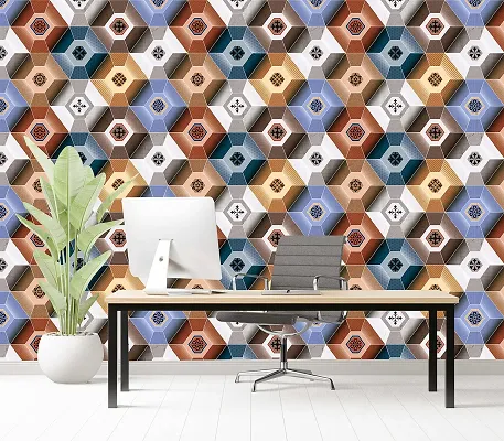 Tiptophomedecor Abstract Wallpaper Wall Mural - Colorful Geometric Boxes -  Walmart.com