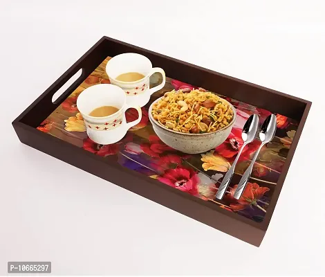 BP Design Solution Dine Design MDF Vinyl Printing Serving Tray for Kitchen serveware Coffee Tray Table Tray Size 15x9.5x1.85 inch