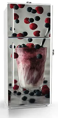 BP DESIGN SOLUTION Self Adhesive Vinyl, Water Proof Strawberry Background Design Fridge Wallpaper for Fridge/ almirah /Table (24x63 inch ) Double Door / Single Door-thumb2